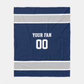 Football Navy, Silver & White gepersonaliseerd Fleece Deken (Voorkant)