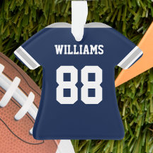Football Navy, Silver & White Jersey Ornament