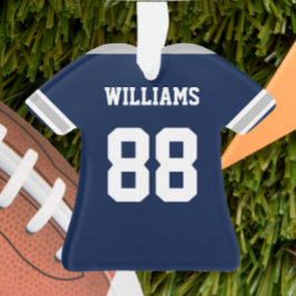 Football Navy, Silver & White Jersey Ornament