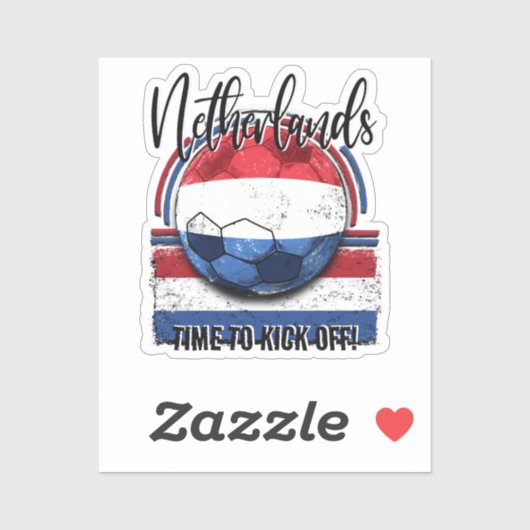 Football Nederlands Vlag, Retro Vlag Voetbal Sticker (Vel)