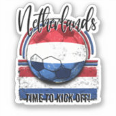 Football Nederlands Vlag, Retro Vlag Voetbal Sticker (Voorkant)