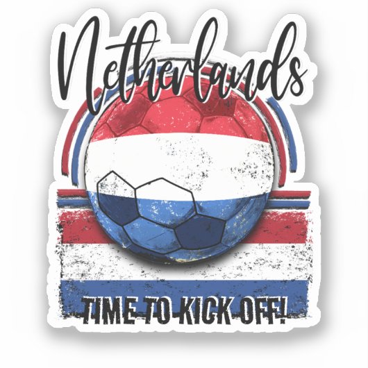 Football Nederlands Vlag, Retro Vlag Voetbal Sticker (Voorkant)