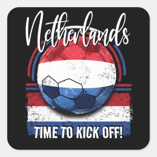 Football Nederlandse Vlag, Retro Flag Voetbal Vierkante Sticker (Voorkant)