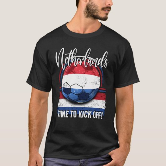 Football Nederlandse vlag, retro voetbal T-shirt (Voorkant)