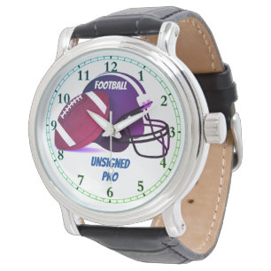 Football, niet ondertekend Pro Black  lederen horl Horloge