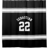 Football nieuwigheid gepersonaliseerde jersey zwar douchegordijn (Voorkant)