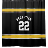Football nieuwigheid gepersonaliseerde jersey zwar douchegordijn (Voorkant)
