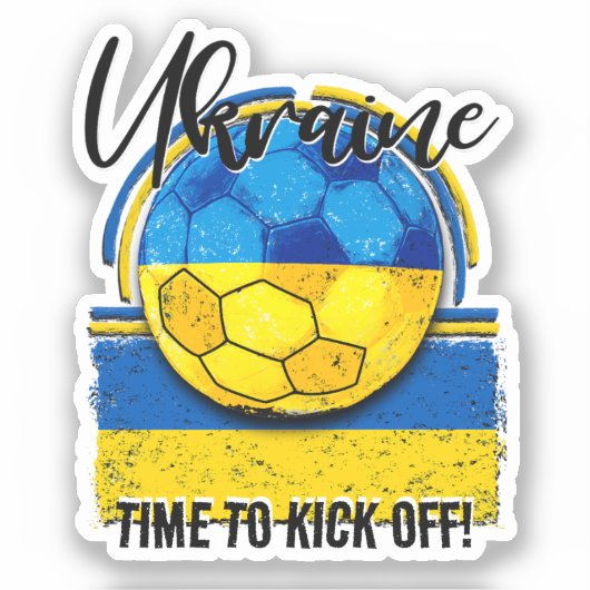 Football Oekraïense vlag, Europees voetbal retro Sticker (Voorkant)
