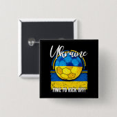 Football Oekraïense vlag, noodlijdend Voetbal Vierkante Button 5,1 Cm (Voorkant /achterkant)