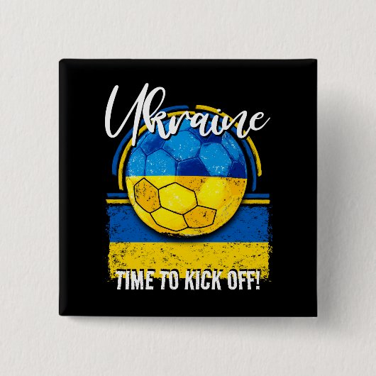 Football Oekraïense vlag, noodlijdend Voetbal Vierkante Button 5,1 Cm (Voorkant)