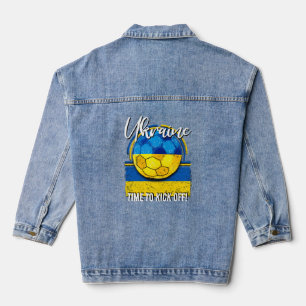 Football Oekraïense vlag, retro Voetbal Denim Jacket