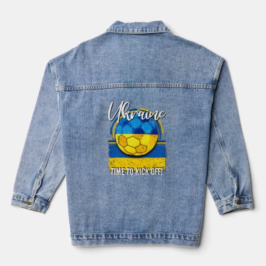 Football Oekraïense vlag, Retro  Voetbal Denim Jacket (Achterkant)