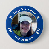 Football of Athletic Sport Spirit Foto blauw Ronde Button 7,6 Cm (Voorkant)