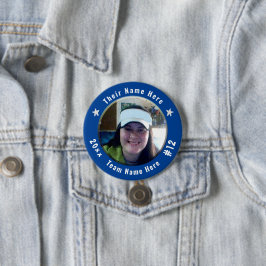 Football of Athletic Sport Spirit Foto blauw Ronde Button 7,6 Cm