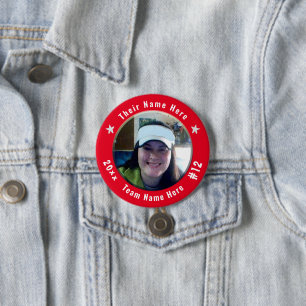 Football of Athletic Sport Spirit Foto Rood Ronde Button 7,6 Cm