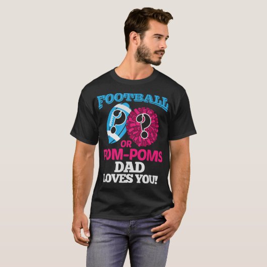 Football of Pom Pom Pap houdt van je Cheerleader T T-shirt (Voorkant volledig)