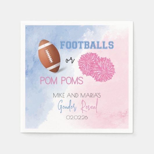 Football of Pom Poms onthullen servetten (Voorkant)