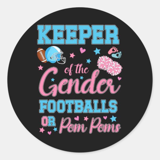 Football of POM POMS Schattigee houder van gender  Ronde Sticker (Voorkant)