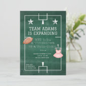 FOOTBALL OF TUTU GESLACHT ONTHULLEN UITNODIGING (Staand voorkant)