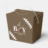 Football Oh Boy Brown Wit Baby shower Bedankdoosjes (Achterkant)