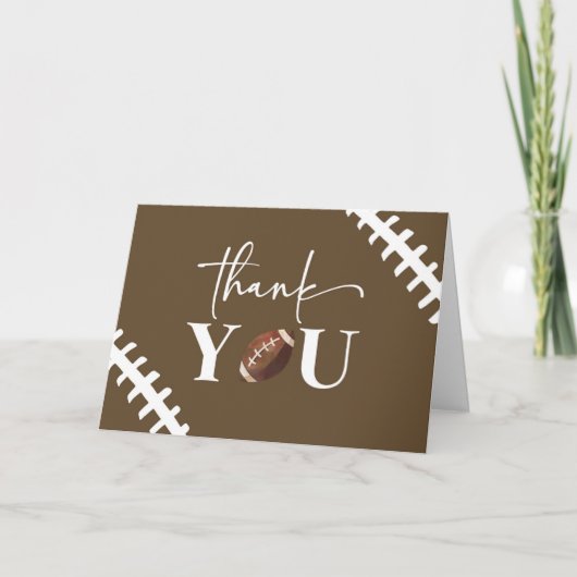 Football Oh Boy Brown Wit Baby shower Bedankkaart (Voorkant)