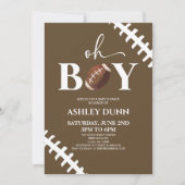 Football Oh Boy Brown Wit Baby shower Kaart (Voorkant)
