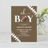 Football Oh Boy Brown Wit Baby shower Kaart (Staand voorkant)