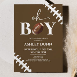 Football Oh Boy Brown Wit Baby shower Kaart