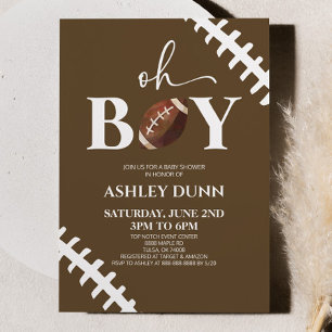 Football Oh Boy Brown Wit Baby shower Kaart