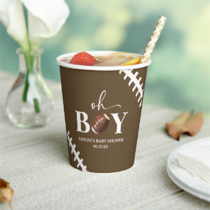 Football Oh Boy Brown Wit Baby shower Papieren Bekers