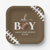 Football Oh Boy Brown Wit Baby shower Papieren Bordje (Voorkant)