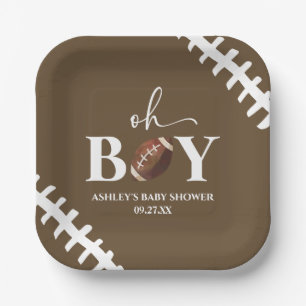 Football Oh Boy Brown Wit Baby shower Papieren Bordje