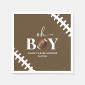 Football Oh Boy Brown Wit Baby shower Servet (Voorkant)