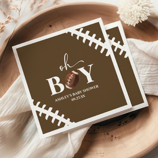 Football Oh Boy Brown Wit Baby shower Servet