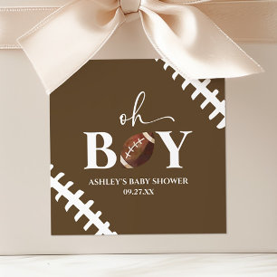 Football Oh Boy Brown Wit Baby shower Vierkante Sticker