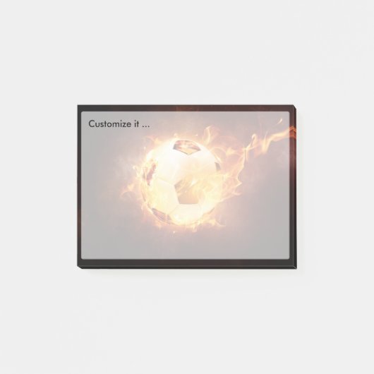 Football onder vuur, bal, voetbal post-it® notes (Voorkant)