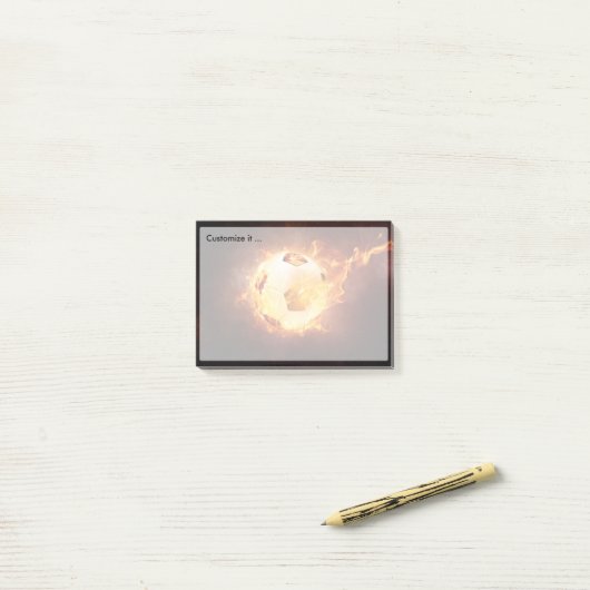 Football onder vuur, bal, voetbal post-it® notes (Op bureau)