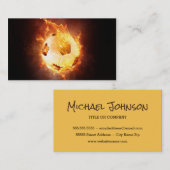 Football onder vuur, bal, voetbal visitekaartje (Voorkant / Achterkant)