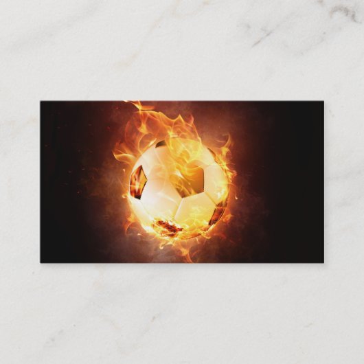 Football onder vuur, bal, voetbal visitekaartje (Voorkant)