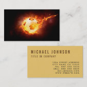 Football onder vuur, bal, voetbal visitekaartje (Voorkant / Achterkant)