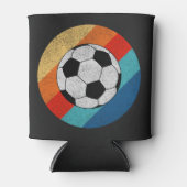 Football ontwerp op kleurrijke retro achtergrond blikjeskoeler (Voorkant)