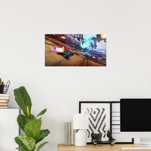 Football-oorlog rond Rocket League Sand Dune Poster (Thuiskantoor)