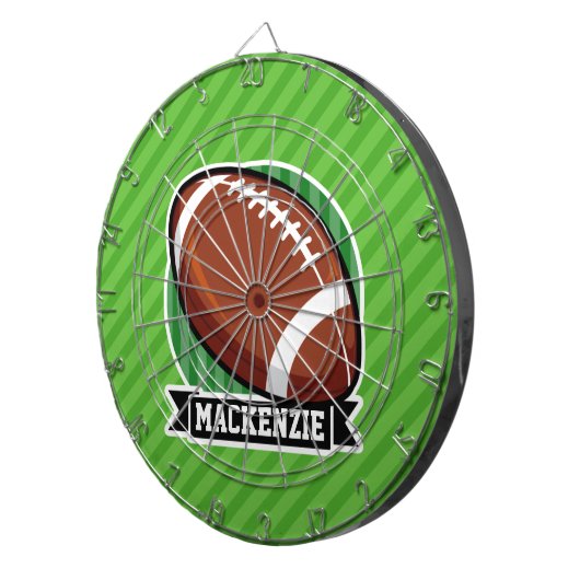 Football op groene strepen dartbord (Voorkant Rechts)