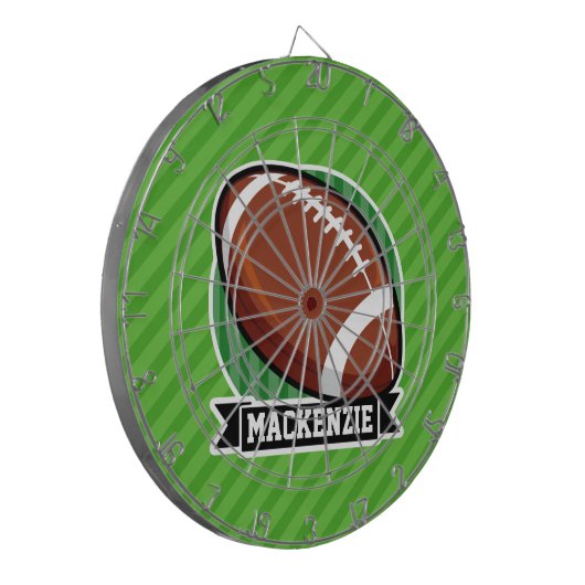 Football op groene strepen dartbord (Voorkant Links)