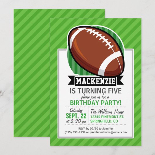 Football op groene strepen kaart (Voorkant / Achterkant)