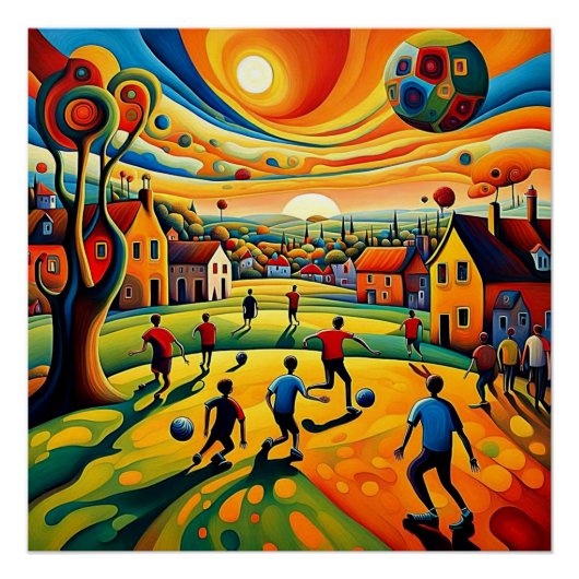Football op het groen 3 perfect poster (Voorkant)