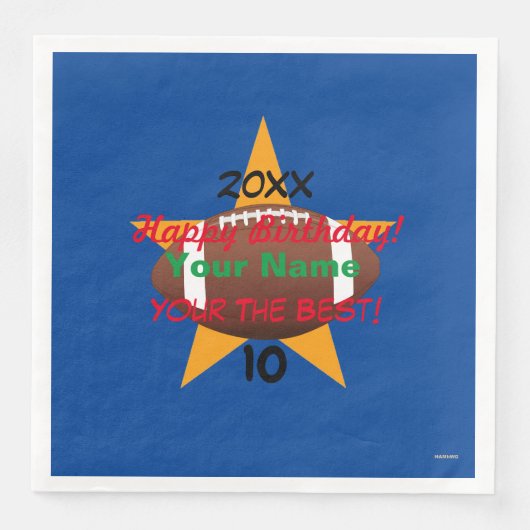 Football op maat gesneden vogeldagpapier Napkin HA Servet (Voorkant)