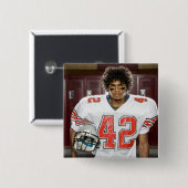 Football op school vierkante button 5,1 cm (Voorkant /achterkant)