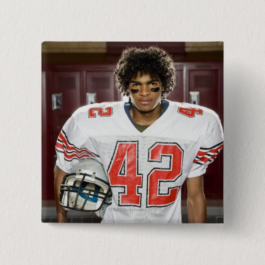 Football op school vierkante button 5,1 cm (Voorkant)