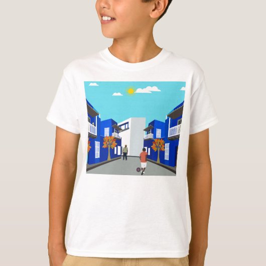 Football op straat t-shirt (Voorkant)